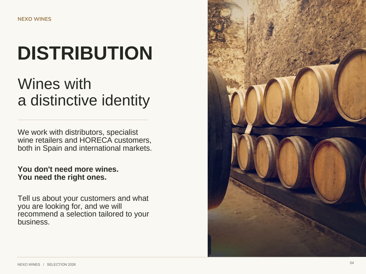 Slide 4 del catálogo Nexo Wines 2026